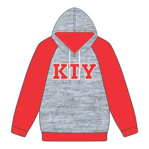 KAP Sweat à capuche gris manches raglan rouges mélange de coton fraternité grecque vêtements personnalisés Divine Nine HBCU Streetwear grec - Product Image 2