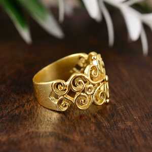 เครื่องประดับสุดพิเศษทองเหลืองชุบทองทรงกลมสาขาที่ไม่ซ้ํากันแหวนออกแบบ Swirl - Product Image 3