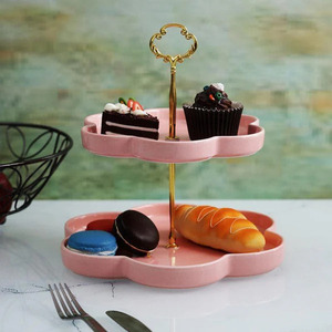Versatile Ceramic 2-Tier Cake Stand for Parties and Events Sophisticated 2-Tier Cake Stand for Beautiful Dessert Presentations - Product Image 2