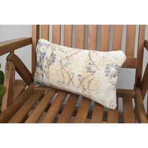 Almohada de lana de retazos Beige Kilim, cojín decorativo de 8x16 pulgadas con patrón de hojas esponjosas Vintage para sofás - Product Image 3