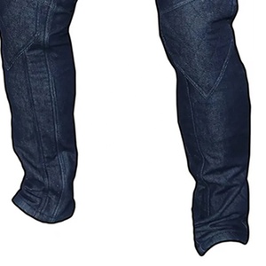 Jeans motocyclistes pour hommes avec panneaux extensibles renforcés et motifs amovibles en denim résistant à l'eau - Product Image 5