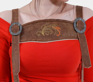 กางเกงขาสั้นหนังแพะแท้แท้แท้ของผู้หญิงหนังนิ่มแบบหนังเรียบมีกระเป๋าด้านหน้าปักลาย - Product Image 4