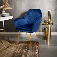 Chaise de salle à manger en velours OEM avec dossier en tissu, assise rembourrée douce, pieds en métal, chaise de dîner moderne pour restaurant, salon, cuisine