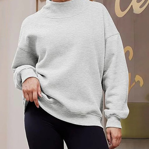 MOCKNECK วัสดุผ้าฝ้าย100% น้ำหนักเบาแห้งเร็วการพิมพ์โลโก้แบบสวมหัวสไตล์บริการ OEM - Product Image 3