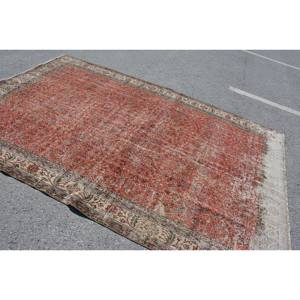 Tapis turc vintage de grande surface classique rouge beige 6.7x10,1 pieds style kilim patchwork 10mm laine latex pour décoration de couloir chambre - Product Image 2