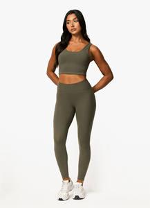 Venta al por mayor personalizado de cintura alta de lujo de color oliva leggings de yoga con forma de V espalda cintura elástica gimnasio ropa de entrenamiento para las mujeres - Product Image 3