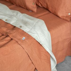Premium Linen fabric 4PCS Linen bedding set 2 Pillowcase <b>Duvet</b> <b>Cover</b> Fitted Sheet Yarn Dyed Simple style For Home Hotel Bedding - Product Image 6