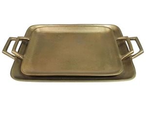 Latón antiguo Rectangular hecho a mano aluminio nuevo mínimo servir platos decorativos fruta diseño moderno utensilios de cocina bandeja de Metal - Product Image 4