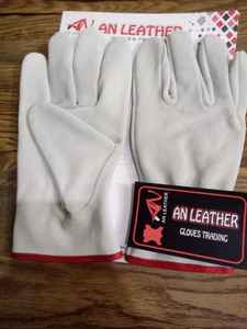 Guantes resistentes al calor para acampar al aire libre, guantes de jardinería forrados de algodón antiescaldado resistentes al desgaste para conductores de cuero dividido de vaca - Product Image 3