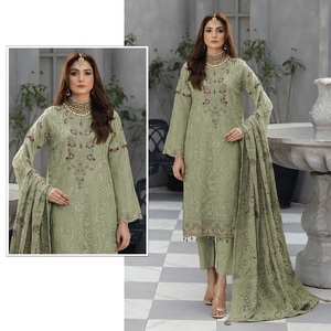 Vêtements de fête de luxe Salwar Kameez pour femmes de la meilleure qualité avec broderie Zari et Designer Dupatta inclus d'Inde - Product Image 1
