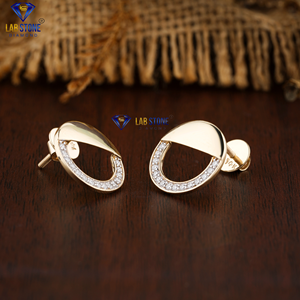 Pendiente de oro amarillo de 18K con diamante de corte brillante redondo TDW 0,30, joyería de fuente HPHT/CVD - Product Image 2