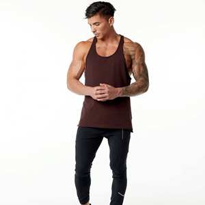 Gimnasio entrenamiento Crop Stringer para hombres camiseta sin mangas Muscle Fit culturismo entrenamiento Fitness Activewear - Product Image 2