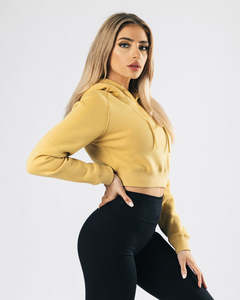 Conjunto de 2 Piezas de Sudadera con Capucha y Top Corto Tejido Vintage para Mujer, con Logotipo Frontal, Informal, para Otoño e Invierno - Product Image 2