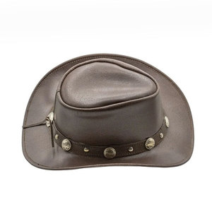 Venta al por mayor primavera desgaste impermeable cuero cubo pescador sombreros estilo Vintage marrón loco precio barato montar a caballo sombreros de vaquero - Product Image 1