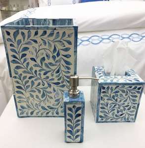 MEILLEURE qualité moderne écologique personnalisable trois pièces incrustation d'os ensemble d'accessoires de salle de bain multifonction - Product Image 1