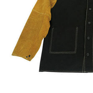 Chaqueta de soldadura de cuero marrón y azul unisex, chaquetas de seguridad de trabajo de cuero de vaca dividido de alta resistencia para soldadores, chaquetas de seguridad - Product Image 5