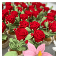 Flores de Hilo de Ganchillo Hechas a Mano para Arreglos Florales, Decoración de Interiores, Empaque Creativo - Regreso a Clases, Día de la Madre