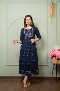 Tunique longue de bohème en coton fait à la main pour femmes, tenue de soirée indienne sexy pour femmes - Product Image 4