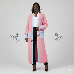 Pull long en tricot acrylique de haute qualité pour sororité Jack and Jill Of America, style cardigan, maxi, ouvert devant - Product Image 4