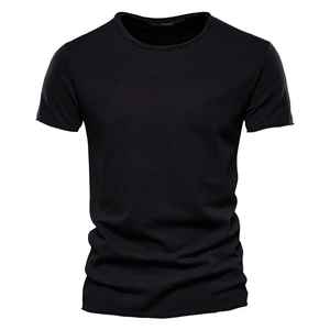 Camiseta 100% de algodón con cuello redondo para hombre, Camiseta de punto transpirable de manga corta de estilo informal, estampado sólido bordado de talla grande - Product Image 6