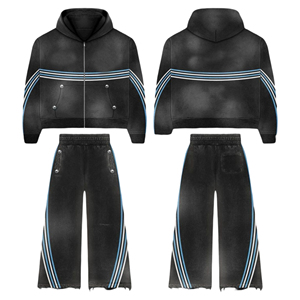 2025 meilleurs sweats à capuche de sérigraphie en éponge française courts personnalisés avec panneaux vêtements de rue lavage à l'acide survêtements respirants pour hommes - Product Image 1