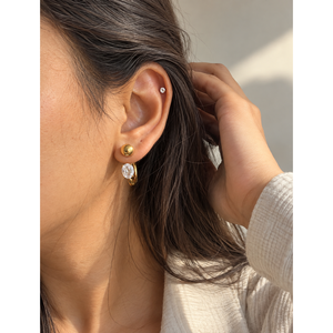 <b>Pearl</b> <b>and</b> <b>Diamond</b> Oval Hoop <b>Earrings</b> for Party Wedding Gift - Product Image 5