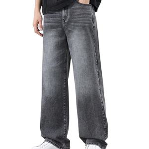 กางเกงยีนส์ทรงหลวมขากว้างสำหรับผู้ชาย สไตล์สตรีทแวร์ ผ้ายีนส์ฟอก พร้อมบริการโรงงาน OEM และบริการสกรีนโลโก้ตามสั่ง - Product Image 4