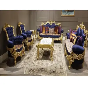 Meubles de salon sculptés à double style turc Ensemble de canapés de salon sculptés en bois de designer Meubles de salon de luxe - Product Image 1