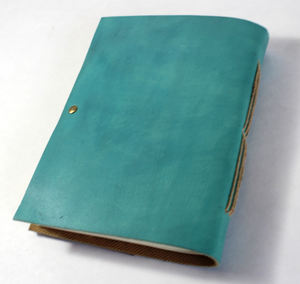 Agenda Personalizada con Logotipo, Cuero de Cabra Turquesa con Estampado Dorado, Papel de Algodón Reciclado Genuino Hecho a Mano - Product Image 6