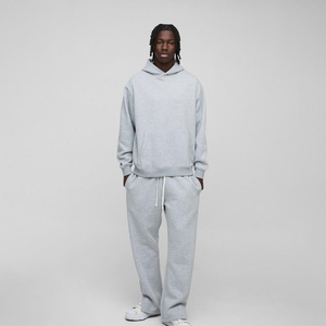 Personalizado Unisex Vintage sólido chándal 100% algodón ropa deportiva conjunto transpirable secado rápido Sudadera con capucha Jogger pantalones dos piezas Casual - Product Image 1