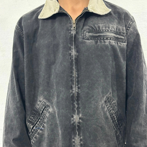 Veste de travail pour homme en toile épaisse 12 oz, style vintage, délavée à l'acide, denim Detroit, pour l'hiver - Product Image 1