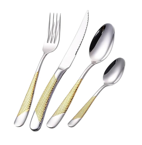 Wholesale Manufacture Stainless Steel Cutlery Royal <b>Dessert</b> Spoon Butter Knife and <b>Fork</b> Spoon Latest Hammered Handle - Product Image 1