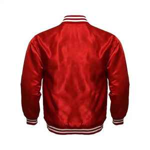 2025 Custom Embroidery Logo Men's High Street Eco-Friendly <b>Waterproof</b> Satin Bomber <b>Jacket</b> 100% Polyester <b>Plus</b> <b>Size</b> College Wear - Product Image 4