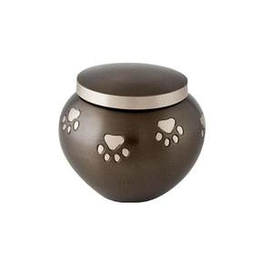 Urnas para mascotas de cremación Odyssey de latón de alta calidad con estampado de pata, urnas funerarias de Metal con acabado de Color dorado y Rojo para cenizas humanas - Product Image 5