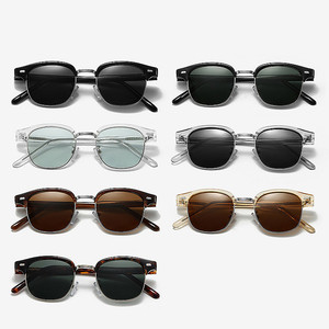 Logo personnalisé 2025 mode rétro TR90 <span class=keywords><strong>lunettes</strong></span> de soleil <span class=keywords><strong>rondes</strong></span> de conduite UV400 demi-monture <span class=keywords><strong>lunettes</strong></span> de soleil polarisées <span class=keywords><strong>carrées</strong></span> pour hommes femmes - Product Image 3