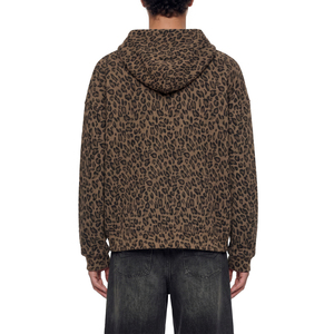 Sweat à capuche zippé unisexe style hip-hop ample à imprimé léopard gaufré, sérigraphié et brodé en 3D pour le jogging - Product Image 5
