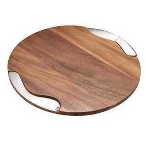 Bandeja de Servicio Comercial de Madera Maciza Resistente con Asas, Color Natural, Tamaño Personalizado para Restaurantes, Hoteles y Bodas - Product Image 1