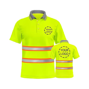 High Visibility Fluorescent Reflective Safety Shirt Quick Dry Short Sleeve <b>Polo</b> Polyester Construction Workwear Hi Vis Workwear - Product Image 2