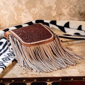 Sac à bandoulière occidental usiné à la main en cuir de vache de style rodéo avec ensemble de glands exportateurs indiens au meilleur prix sac à main - Product Image 4