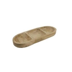 Tazón Decorativo Rústico de Madera Dividido |   Bandeja de Madera de Raíz Hecha a Mano de 3 Secciones, Centro de Mesa Estilo Rústico, Bandeja Multiusos, Tazón de Madera - Product Image 1