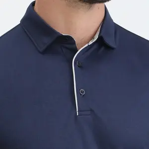 Camiseta de polo de poliéster 100% para hombre de tendencia superior con logotipo personalizado y diseño sólido de Pakistán - Product Image 3