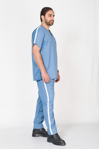 Conjuntos de uniformes de enfermería médicos de moda personalizados para hombres y mujeres tejido de sarga de poliéster/algodón a prueba de viento y secado rápido - Product Image 3