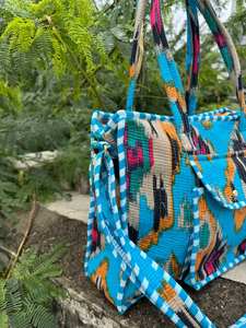 กระเป๋าช้อปปิ้งปิดเปิดปิดลายดอกไม้เป็นมิตรกับสิ่งแวดล้อมมี5ชิ้นพร้อมที่จับสองข้างกระเป๋าสะพายไหล่กระเป๋าด้านนอก - Product Image 4