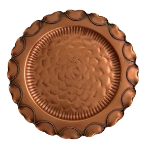 Cuivre fini fête de mariage service alimentaire arrondi chargeur assiette restauration fabriqué à la main en métal matériel chargeur plaque - Product Image 5