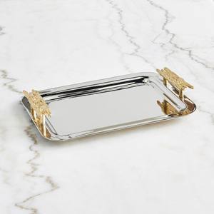 Bandeja de Metal con acabado plateado de diseño martillado Premium, Ideal para una elegante decoración del hogar, cocina, mesa de comedor, elementos esenciales - Product Image 1