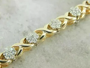 Sterling <b>Silver</b> Gold Plated Vintage 4 Ct Round Cut Moissanite Claw Setting Women's <b>Charm</b> Wedding <b>Bracelet</b> - Product Image 5