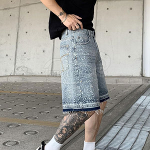 Gran oferta, pantalones cortos hechos a medida con diamantes de imitación para hombres, transpirables, MOQ bajo, pantalones cortos con diamantes de imitación para hombres para adultos - Product Image 5