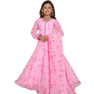 Listo para usar Buena calidad Ropa para niños Fox Georgette Trabajo de impresión digital Vestidos de diseñador elegantes Ropa musulmana tradicional modesta - Product Image 1