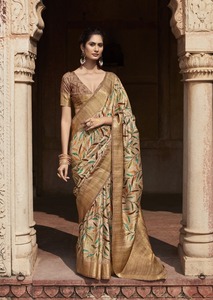 Nuevo catálogo Lanzamiento exclusivo Elegante estilo étnico Handloom Seda Floral Print Saree para adultos Nuestra colección recién lanzada - Product Image 3