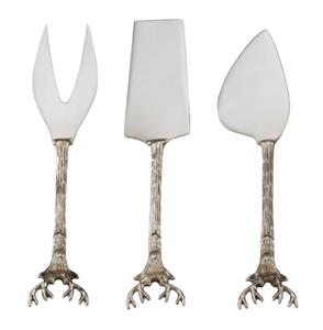 Trancheuse à manche élégant et ensemble de couteaux à beurre couteaux à fromage couteaux en métal en acier inoxydable plaqué argent - Product Image 1